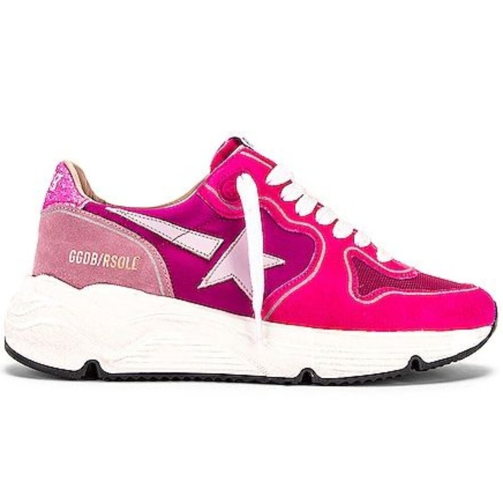 Golden Goose Running Sole Sneakers Pink Metallic Suede Size 40